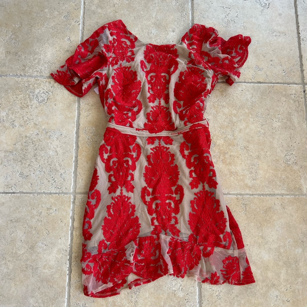 red for love and lemons backless dress
